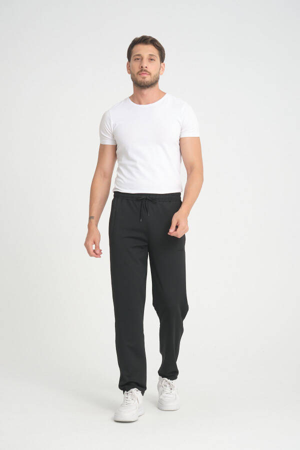 Men's Black Relaxed Fit Straight Leg Sweatpants - 3