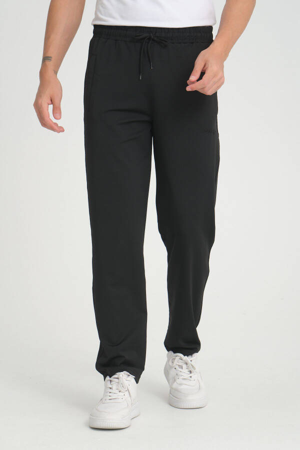 Men's Black Relaxed Fit Straight Leg Sweatpants - 4