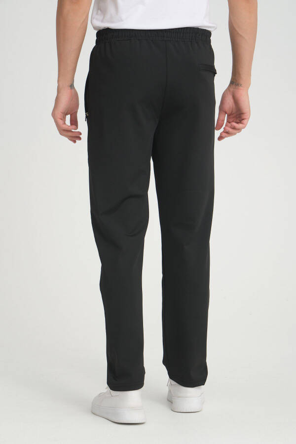 Men's Black Relaxed Fit Straight Leg Sweatpants - 5