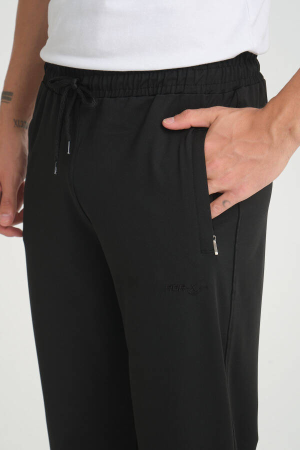 Men's Black Relaxed Fit Straight Leg Sweatpants - 6