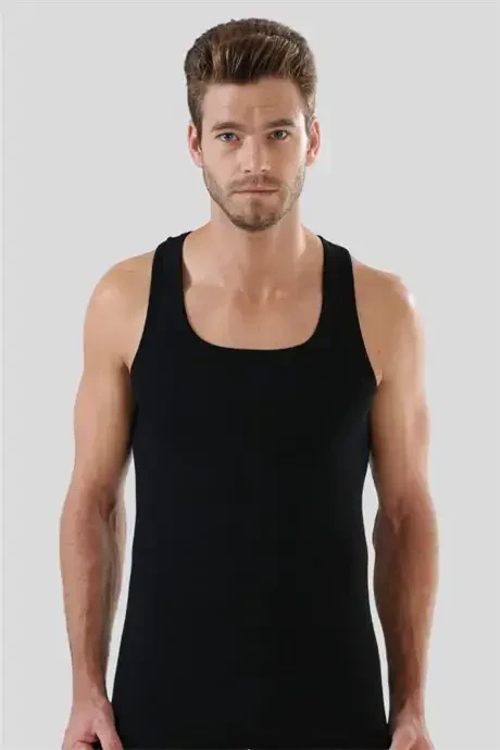 Men's Black Ribbed Tank Top 3-Pack 100% Cotton - 3