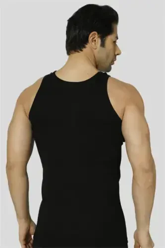 Men's Black Ribbed Tank Top 3-Pack with Lycra - 4
