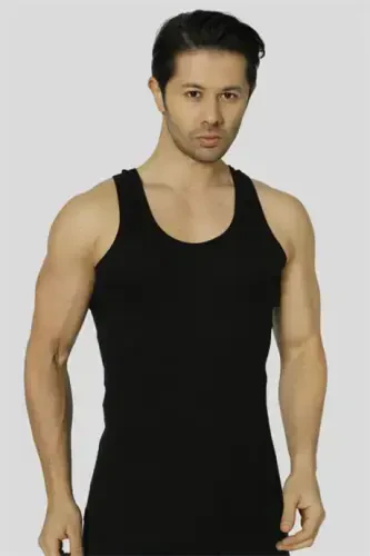 Men's Black Ribbed Tank Top 3-Pack with Lycra - 6
