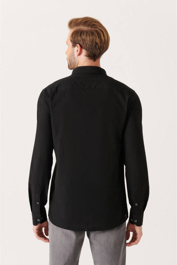 Men's Black Shirt 100% Cotton Fine Soft Touch Buttoned Collar Long Sleeve Regular Fit E002206 - 14