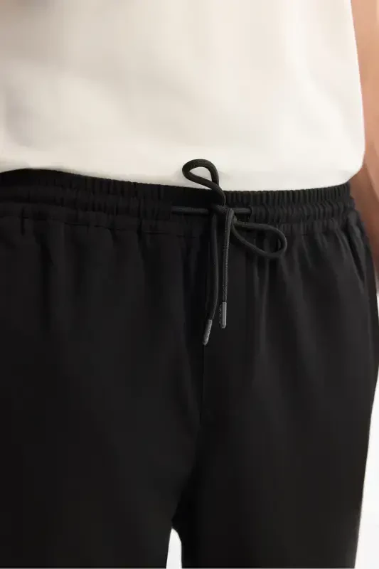 Men's Black Side Pocket Elastic Waist Drawstring Relaxed Fit Jogger Pants E003000 - 4