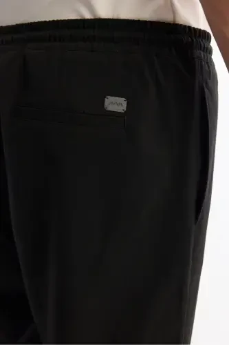 Men's Black Side Pocket Elastic Waist Drawstring Relaxed Fit Jogger Pants E003000 - 5