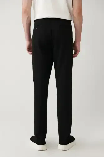 Men's Black Side Pocket Reinforced Jersey Slim Fit Pants B003200 - 4