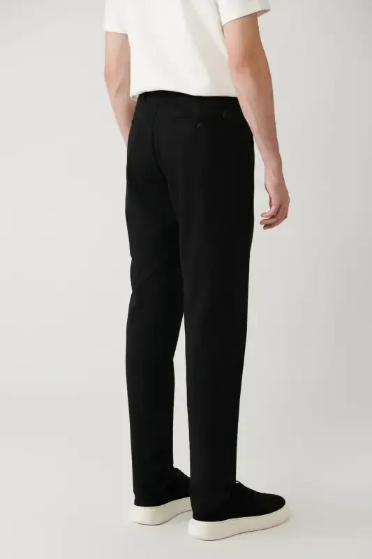 Men's Black Side Pocket Reinforced Jersey Slim Fit Pants B003200 - 5