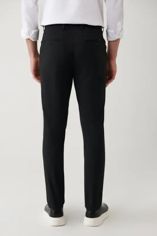 Men's Black Side Pocket Water Repellent Bi-Stretch Slim Fit Suit Dress Pants A41y3230 - 4