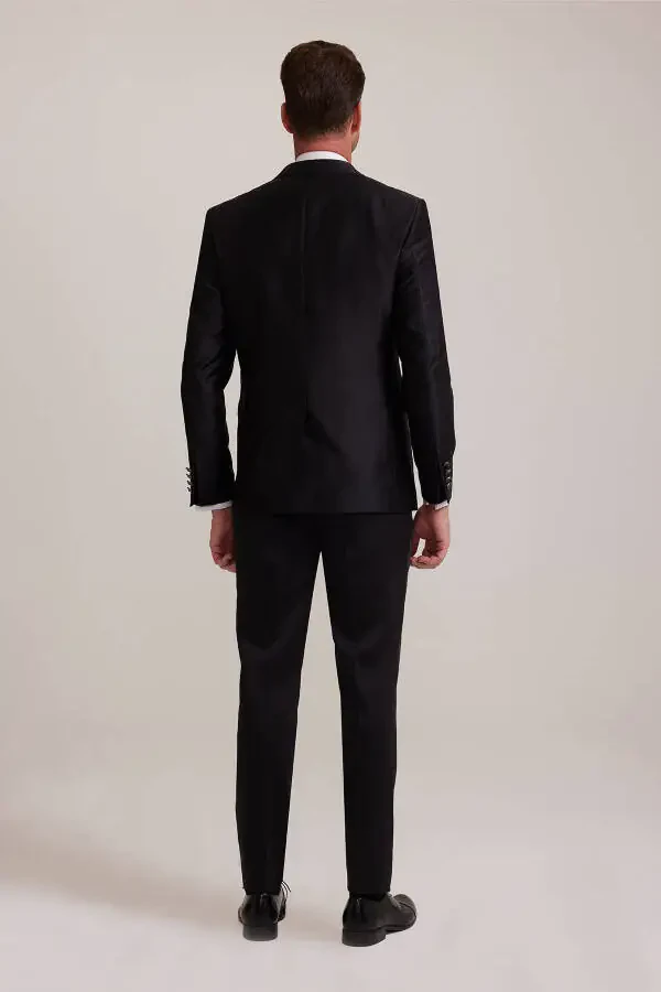 Men's Black Single-Breasted Tuxedo Suit - 16