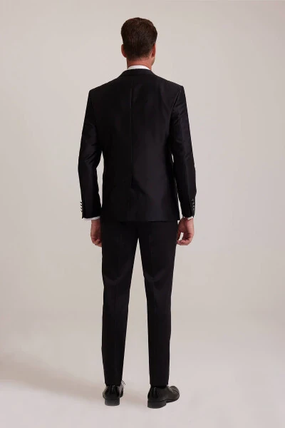 Men's Black Single-Breasted Tuxedo Suit - 7