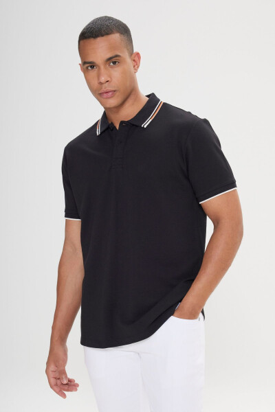 Men's Black Slim Fit 100% Cotton Polo Shirt - ALTINYILDIZ CLASSICS
