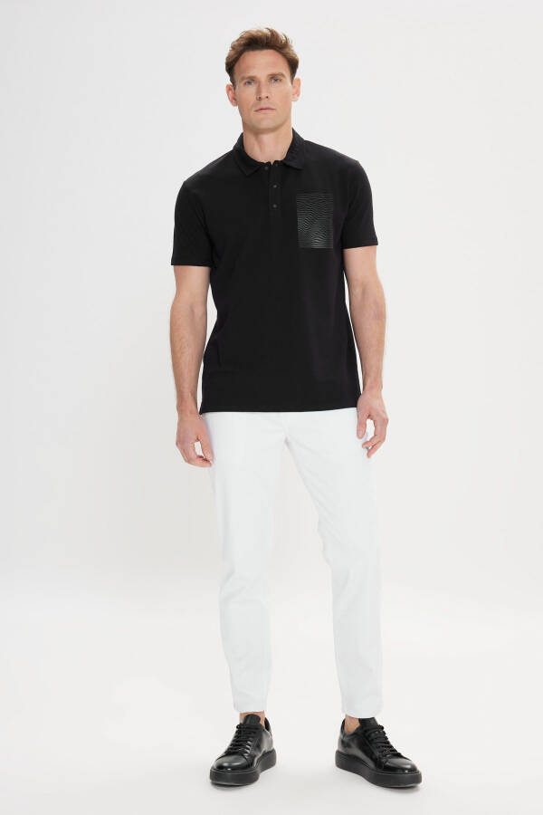 Men's Black Slim Fit 100% Cotton Printed Polo Shirt - 8