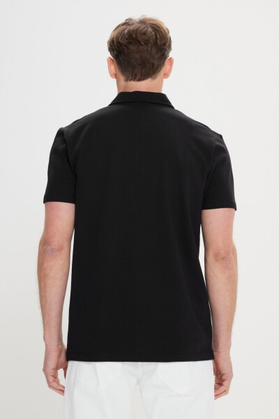 Men's Black Slim Fit 100% Cotton Printed Polo Shirt - 11