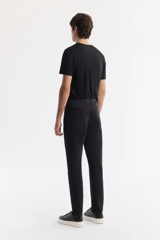 Men's Black Slim Fit Classic Waist Textured Cotton 5 - 4