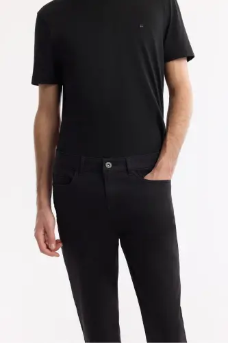 Men's Black Slim Fit Classic Waist Textured Cotton 5 - 5