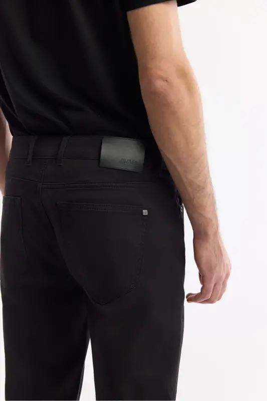 Men's Black Slim Fit Classic Waist Textured Cotton 5 - 6