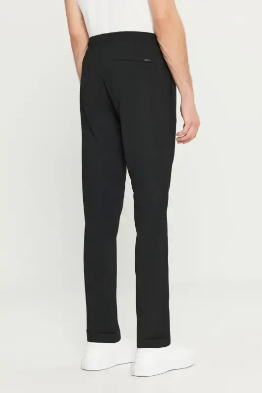 Men's Black Slim Fit Comfort Cut Drawstring Waist Side Pocket Jogger Pants - 8