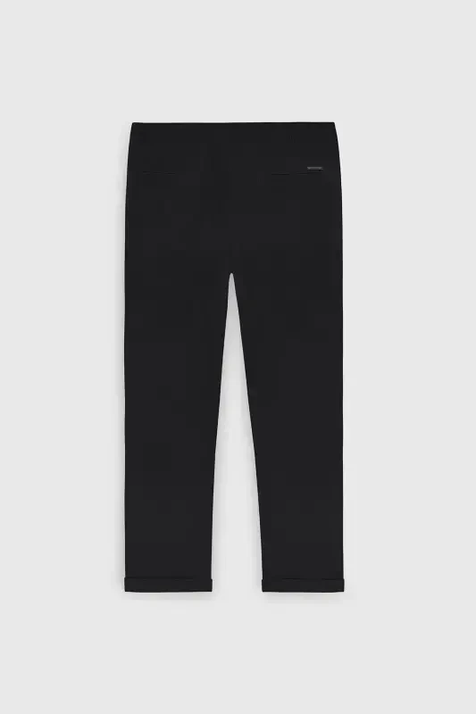 Men's Black Slim Fit Comfort Cut Drawstring Waist Side Pocket Jogger Pants - 12