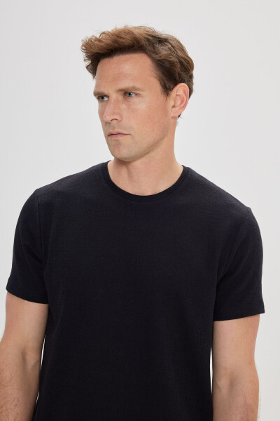 Men's Black Slim Fit Cotton Polo Shirt - 3