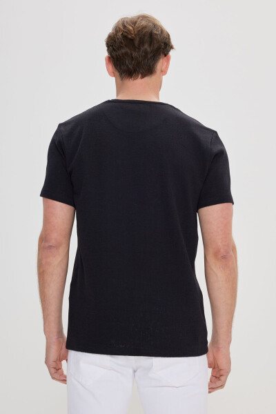 Men's Black Slim Fit Cotton Polo Shirt - 4