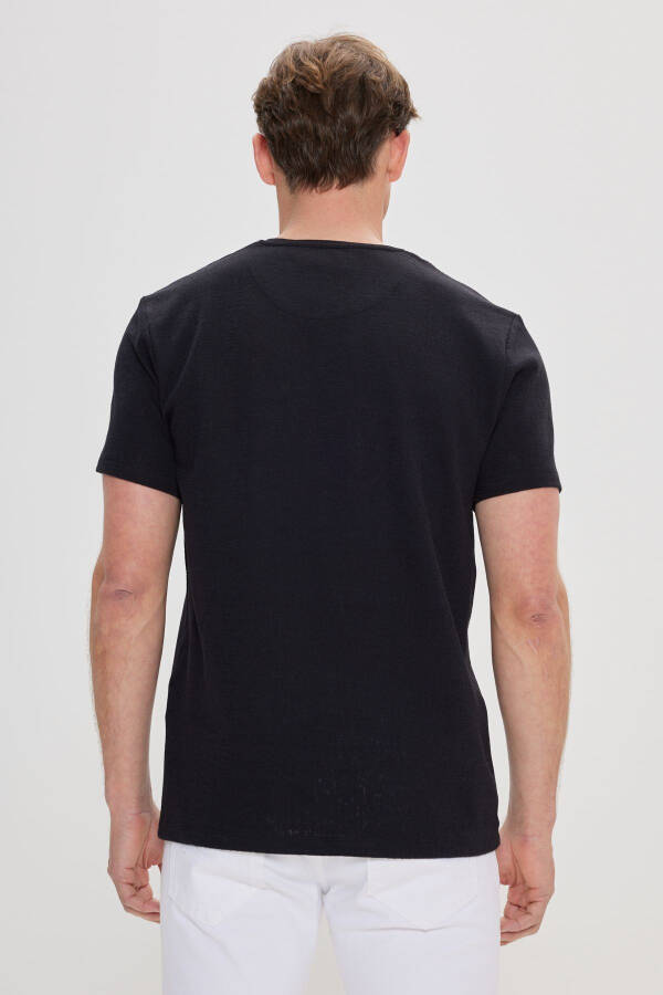 Men's Black Slim Fit Cotton Polo Shirt - 4