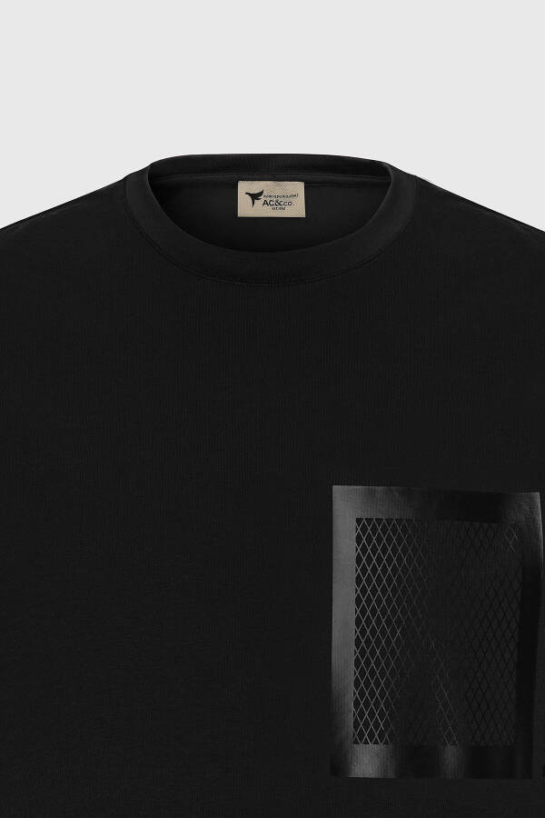 Men's Black Slim Fit Crew Neck Cotton Printed T-Shirt - 7