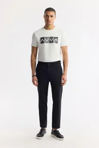 Men's Black Slim Fit Elastic Waistband Bi-Stretch Fabric - 1