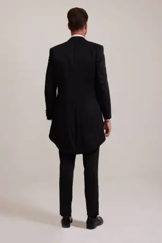 Men's Black Slim Fit Frag Swallow Collar Tuxedo - 8