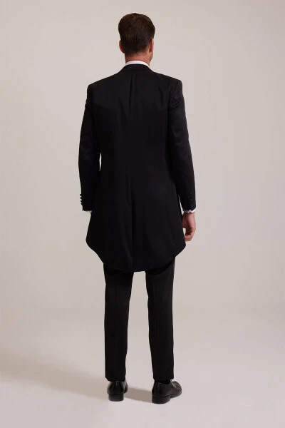 Men's Black Slim Fit Frag Swallow Collar Tuxedo - 16