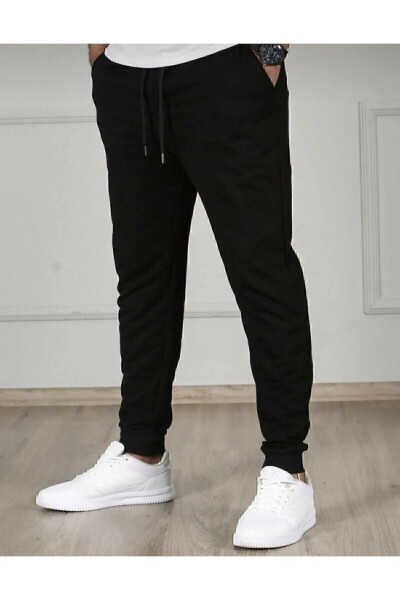 Men's Black Slim Fit Jogger Sweatpants - 2