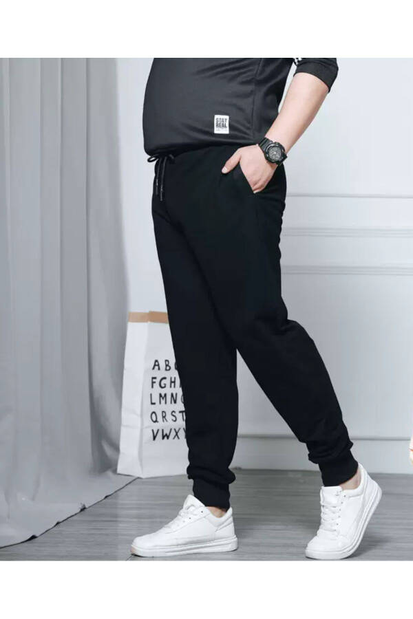 Men's Black Slim Fit Jogger Sweatpants - 4