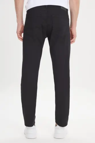 Men's Black Slim Fit Narrow Cut 5 Pocket Textured Flexible Pants-Black - 6