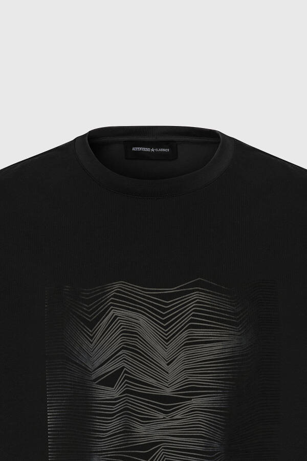 Men's Black Slim Fit Narrow Cut Cotton Flexible Printed Crew Neck T-Shirt - 7