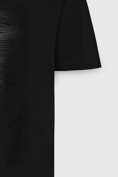 Men's Black Slim Fit Narrow Cut Cotton Flexible Printed Crew Neck T-Shirt - 8