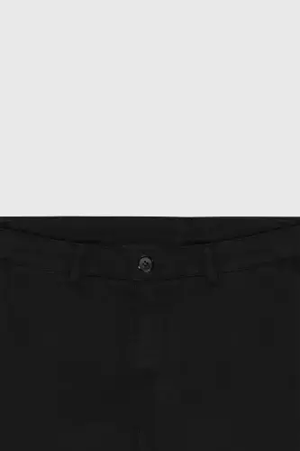 Men's Black Slim Fit Narrow Cut Cotton Stretch Textured Side Pocket Trousers - 8