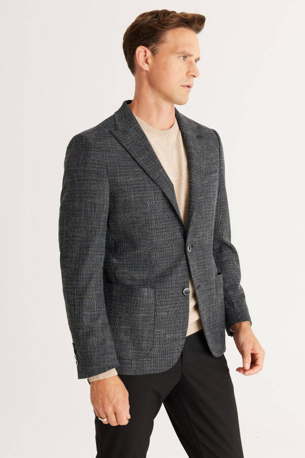 Men's Black Slim Fit Narrow Cut Swallow Collar Cotton - 8