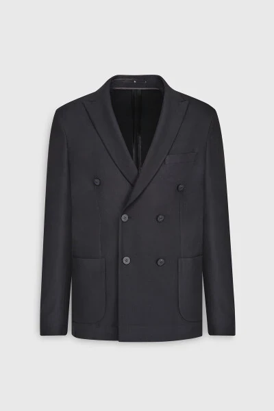 Men's Black Slim Fit Narrow Cut Swallow Collar Diag - 7