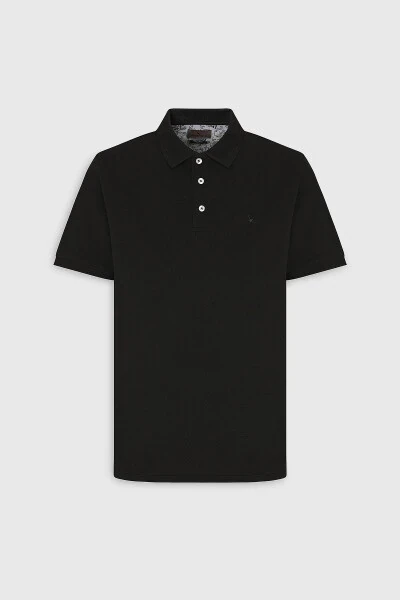 Men's Black Slim Fit Polo Neck 100% Cotton Short Sleeve T-Shirt - 4