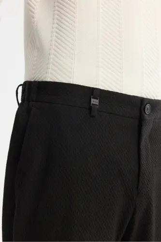 Men's Black Slim Fit Side Pocket Textured Bi-stretch - 4