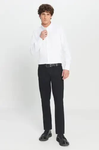 Men's Black Slim Fit Skinny 5 Pocket Cotton Canvas Stretch Chino Pants - AC&CO / ALTINYILDIZ CLASSICS (1)