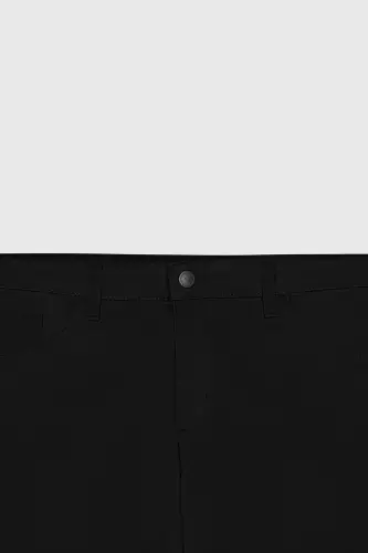 Men's Black Slim Fit Skinny 5 Pocket Cotton Canvas Stretch Chino Pants - 9