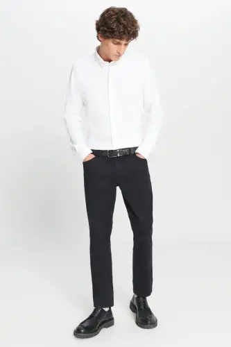 Men's Black Slim Fit Skinny 5 Pocket Cotton Canvas Stretch Chino Pants - 5