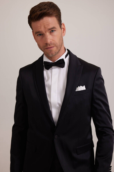 Men's Black Slim Fit Swallow Collar Tuxedo - 12