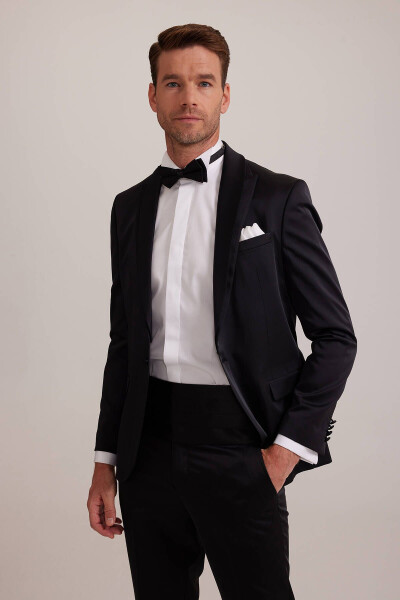 Men's Black Slim Fit Swallow Collar Tuxedo - 2