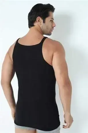 Men's Black Slim Fit Tank Top 100% Cotton 3-Pack Value - 9