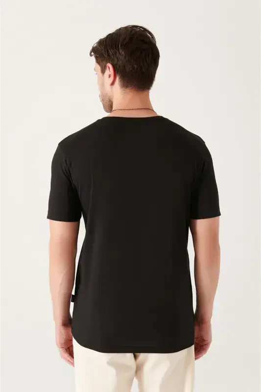 Men's Black Soft Touch Crew Neck Plain Modal T-Shirt - 10