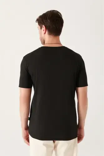 Men's Black Soft Touch Crew Neck Plain Modal T-Shirt - 4