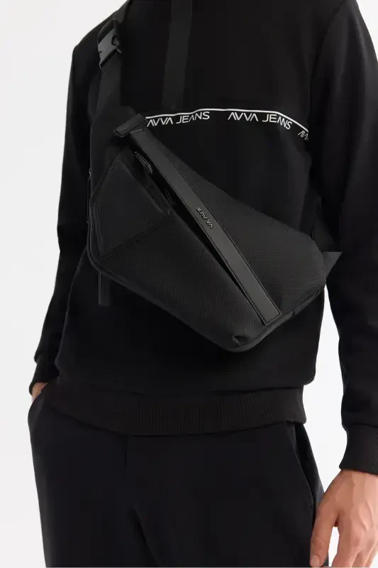 Men's Black Stand-Up Collar Zippered Printed Cotton Sweatshirt - 2