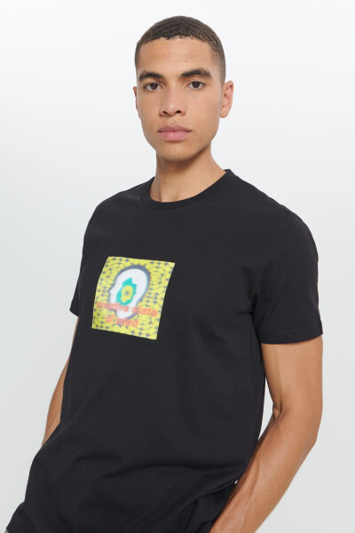 Men's Black Standard Fit Regular Cut 100% Cotton T-Shirt - 5